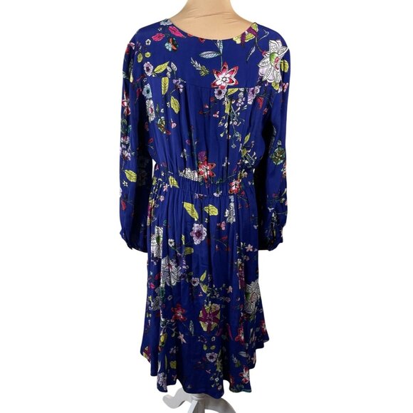 Maeve Maplewood Dress Blue Floral XL Extra Large Long Sleeve V-Neck - Picture 4 of 9